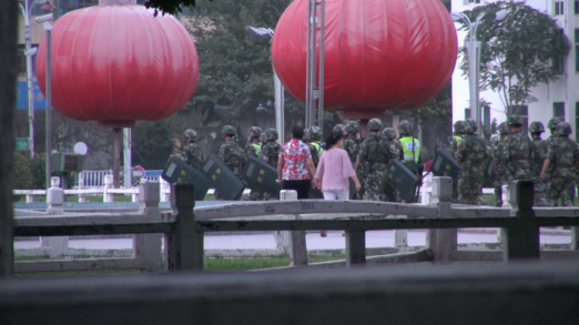 Chinese soldiers seen in East Turkistan (Xinjiang (East Turkistan)) Province in China